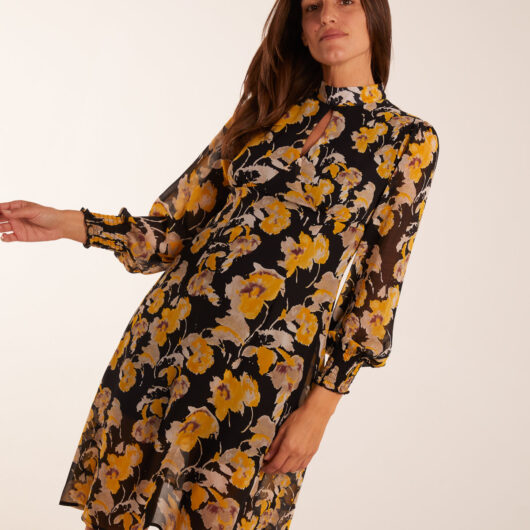 Keyhole High Neck Dress - 8 / MULTI