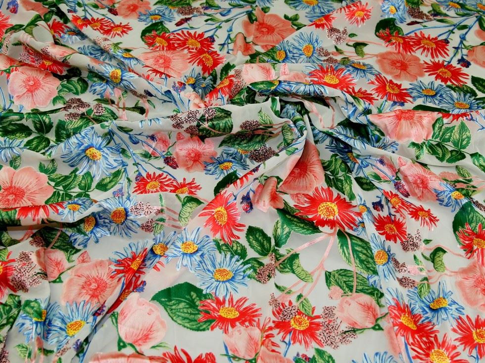 John Kaldor Arian Burn Out Sheer Chiffon Fabric Multicoloured