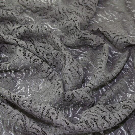 John Louden Corded Cotton Lace Fabric Grey