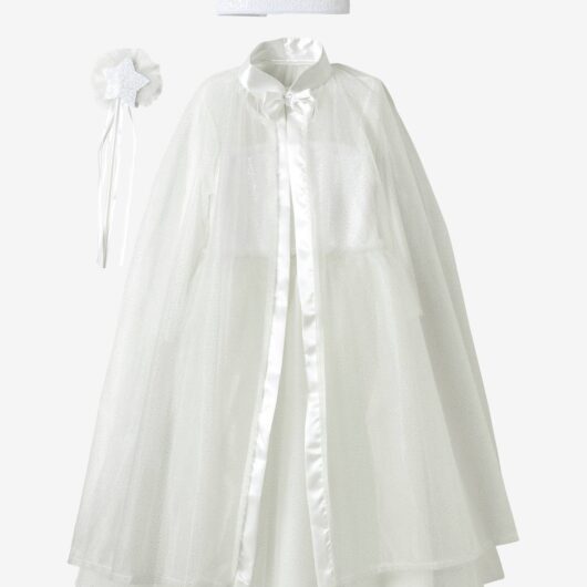 Princess Costume with Cape, Wand & Crown white