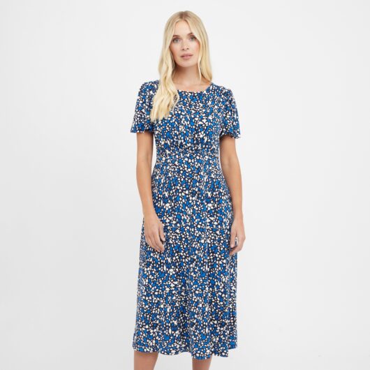 Womens Jenna Printed Scoop Neck Dress - Blue / 8