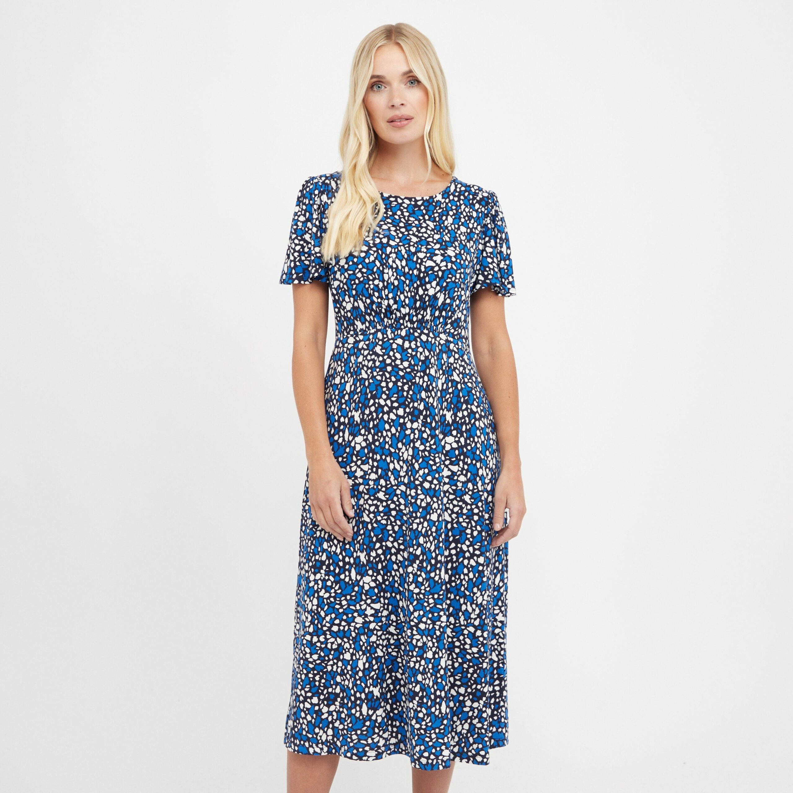 Womens Jenna Printed Scoop Neck Dress - Blue / 8